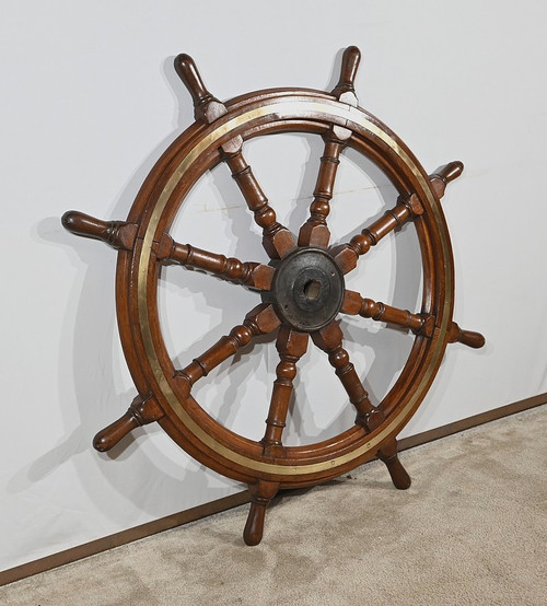 Barre à Roue de Bateau en Teck – Fin XIXe
