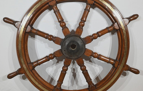 Barre à Roue de Bateau en Teck – Fin XIXe