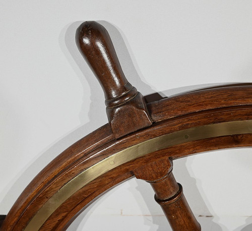 Barre à Roue de Bateau en Teck – Fin XIXe
