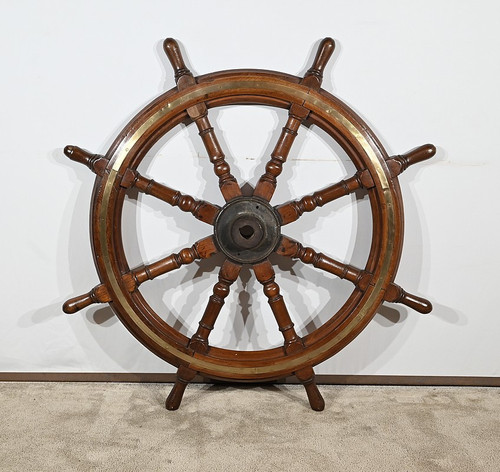 Barre à Roue de Bateau en Teck – Fin XIXe