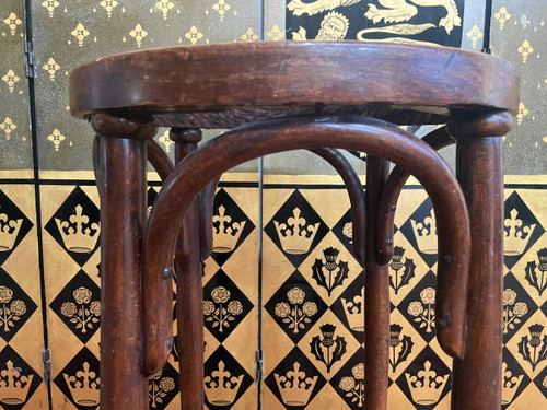Hoher Barhocker aus Rohrgeflecht von Thonet