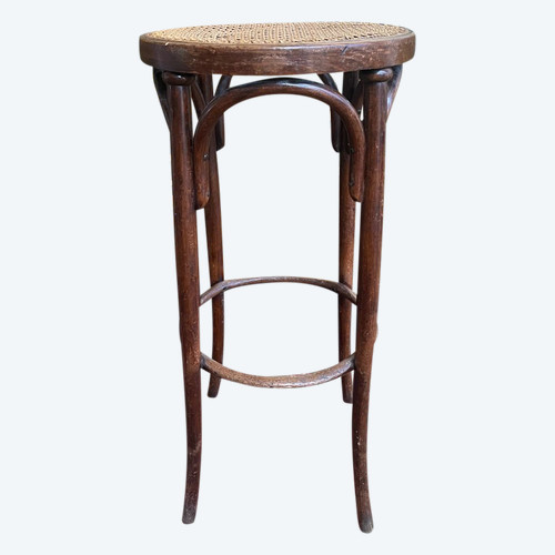 Hoher Barhocker aus Rohrgeflecht von Thonet