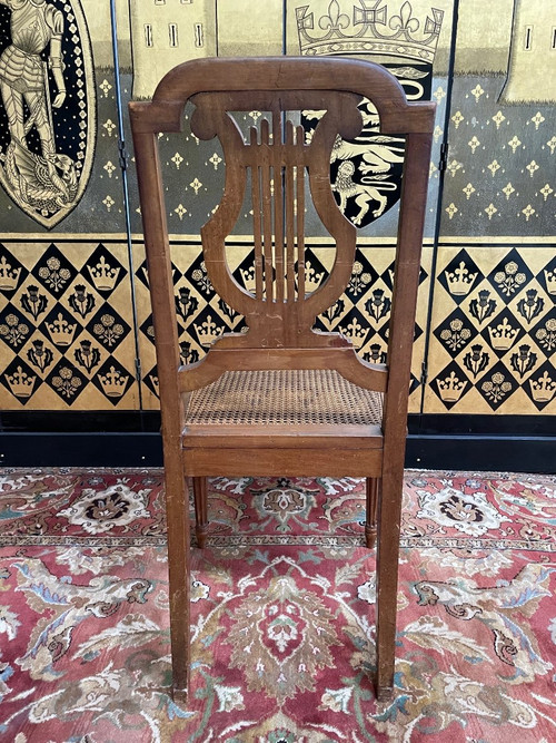 Suite De 8 Chaises De Style Louis XVI « lyre » en cannage