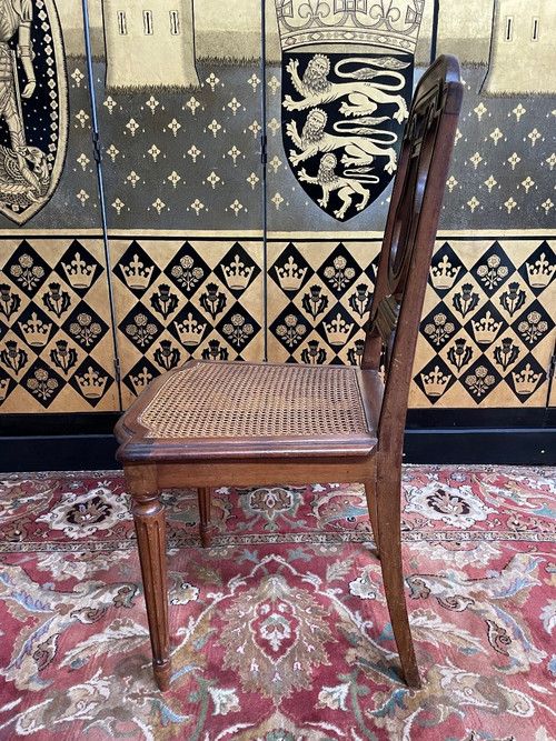 Suite De 8 Chaises De Style Louis XVI « lyre » en cannage