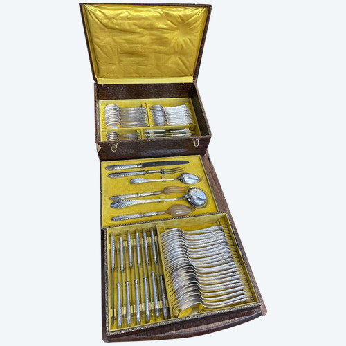 Ménagère Style Art Déco Métal Argenté 90 Pièces
