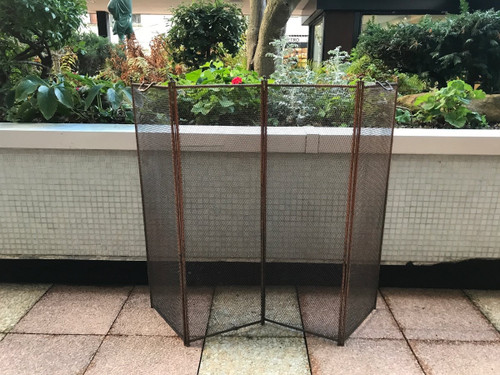 Large rustic iron fire screen from a 19th century fireplace