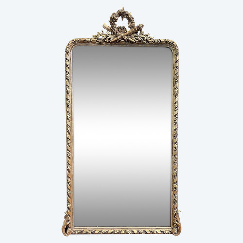 Miroir époque Napoléon III doré à la feuille