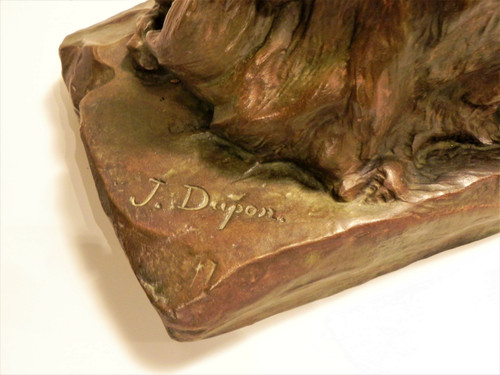 Josuë DUPON (1864-1935) Lying Lion Bronze (ca 1908) 