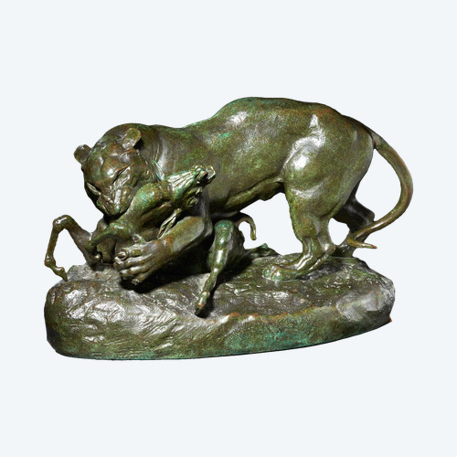 Tigre che sorprende un'antilope (terrazza senza profilo) - Antoine-Louis Barye (1796-1875)