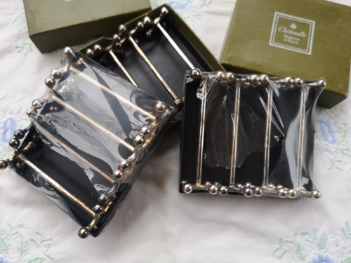 12 silver-plated knife-holders Perles orfèvrerie Christofle model