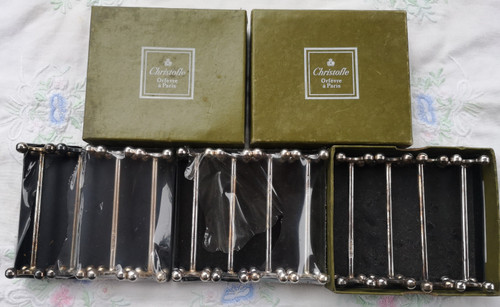 12 silver-plated knife-holders Perles orfèvrerie Christofle model