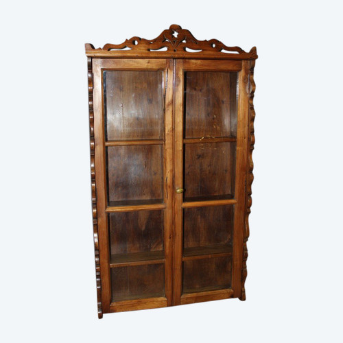Walnut display cabinet XIX