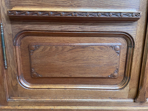 Bibliothèque - Vitrine En Chêne Massif époque Art Nouveau