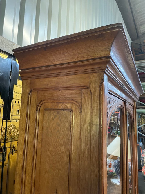 Bibliothèque - Vitrine En Chêne Massif époque Art Nouveau