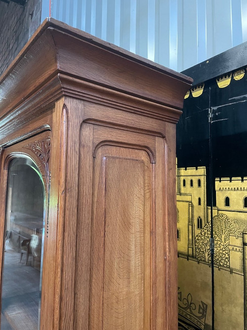 Bibliothèque - Vitrine En Chêne Massif époque Art Nouveau