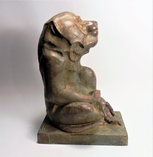Akop GURDJAN (dopo)(1881-1948)Babbuino seduto in bronzo