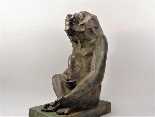 Akop GURDJAN (dopo)(1881-1948)Babbuino seduto in bronzo