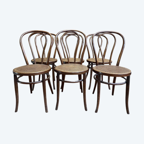 Suite De 6 Chaises De Bistrot Kohn Pas Thonet N18
