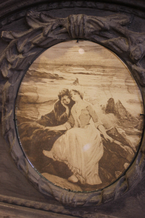 old mirror, Trumeau Louis XVI Style, Gray Tone Patina 68 X 125 Cm