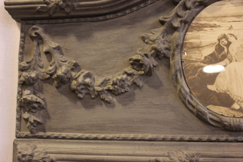old mirror, Trumeau Louis XVI Style, Gray Tone Patina 68 X 125 Cm