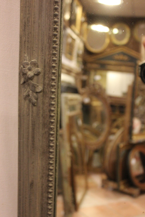 old mirror, Trumeau Louis XVI Style, Gray Tone Patina 68 X 125 Cm