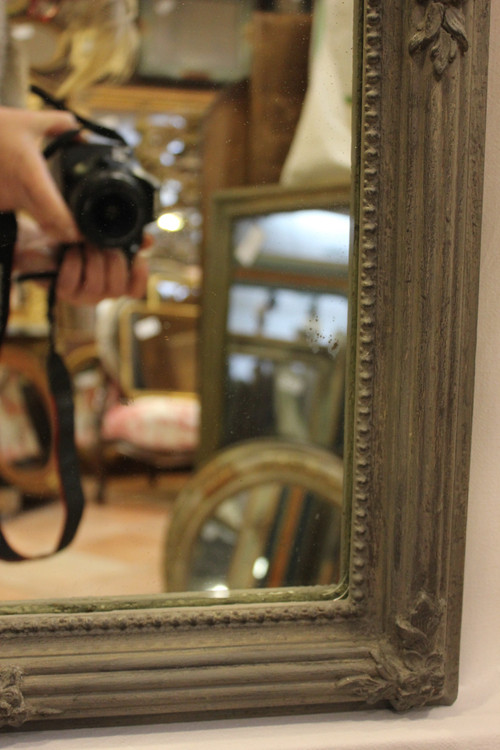 old mirror, Trumeau Louis XVI Style, Gray Tone Patina 68 X 125 Cm