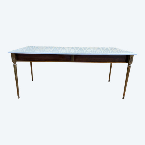 Table Basse De Style Louis XVI En Laiton Et Marbre.