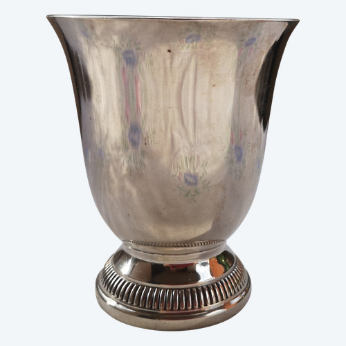 Jolie timbale sur piedouche motif de godrons orfèvrerie Christofle