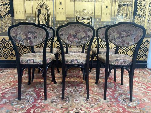Suite De 6 Chaises Bistrot Noires Kohn
