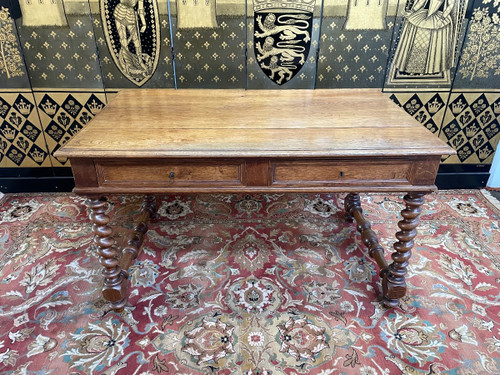Louis XIII Style Flat Desk In Oak