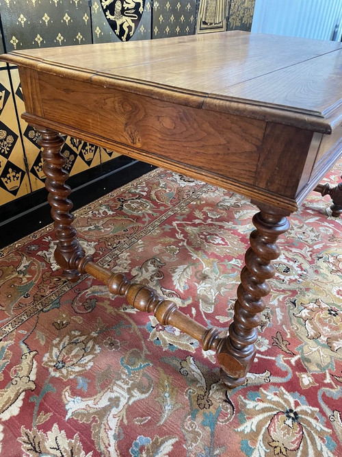 Louis XIII Style Flat Desk In Oak