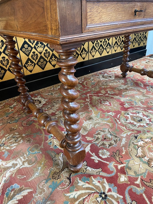 Louis XIII Style Flat Desk In Oak
