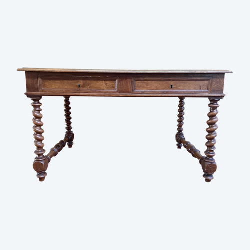 Louis XIII Style Flat Desk In Oak
