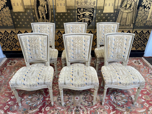 Suite De 6 Chaises De Style Louis XVI