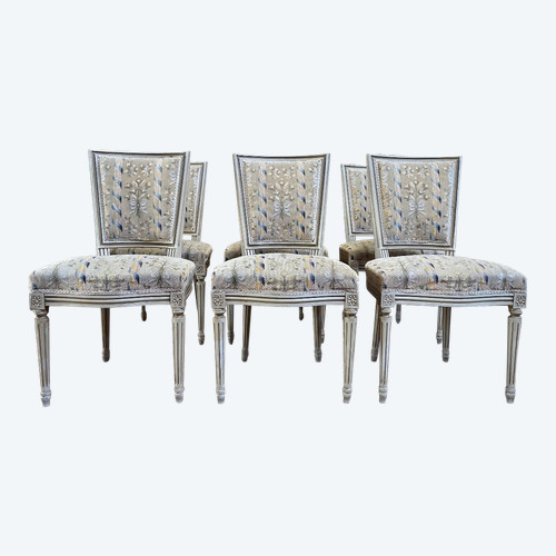 Suite De 6 Chaises De Style Louis XVI