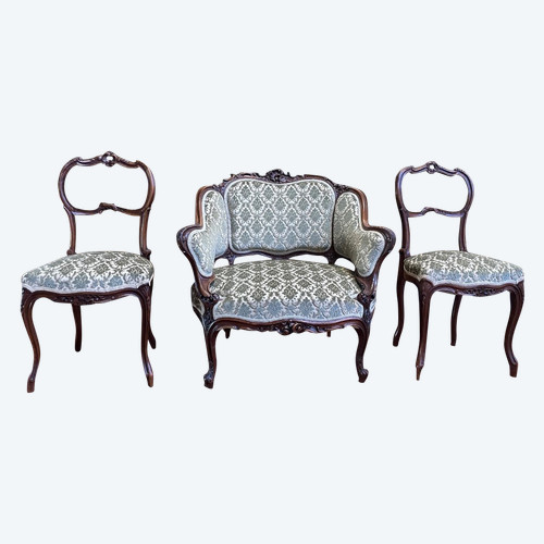 Armchair - Louis XV Style Bergère And Pair Of Chairs