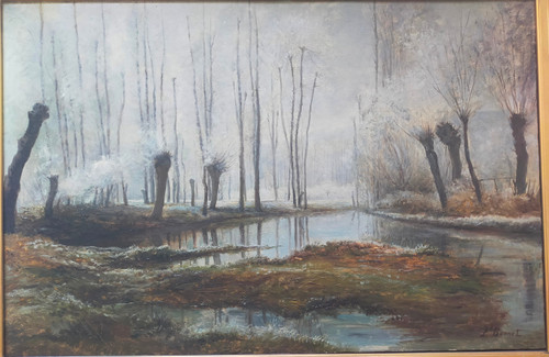 François Bonnet (1811-1894) Huile sur toile Paysage d' hiver