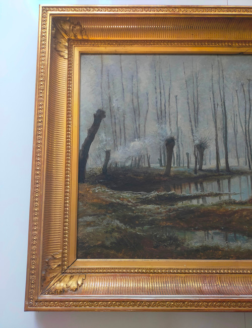 François Bonnet (1811-1894) Huile sur toile Paysage d' hiver