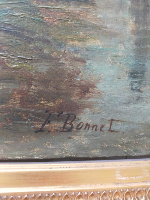 François Bonnet (1811-1894) Huile sur toile Paysage d' hiver