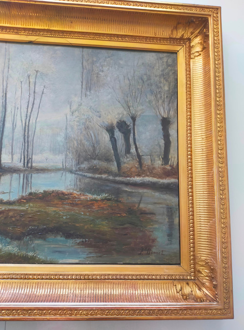 François Bonnet (1811-1894) Huile sur toile Paysage d' hiver