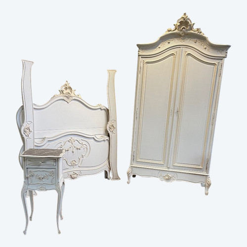 Schlafzimmer Louis XV - Bett - Schrank Und Konsole