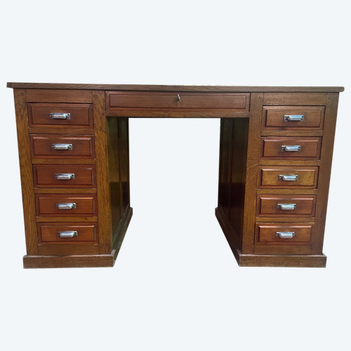 Bureau En Chêne Administratif à Caissons