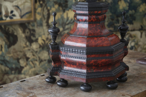 18th century style altar cross in blackened wood and tortoise shells