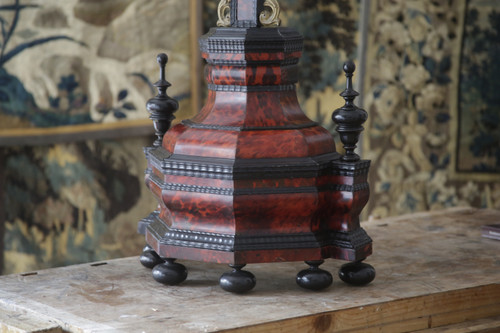 18th century style altar cross in blackened wood and tortoise shells