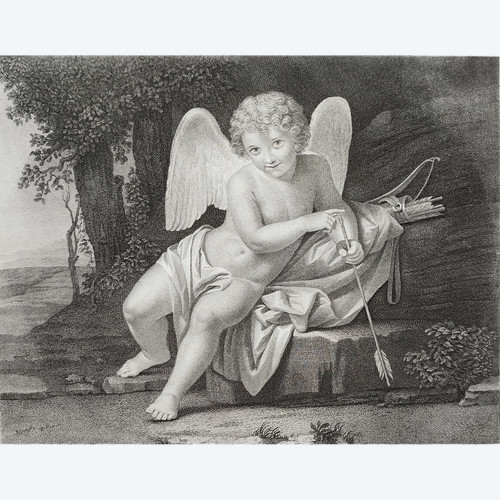 Etching Cupid Engraving By Weiss After Stephano Tofanelli 18th C Old Print