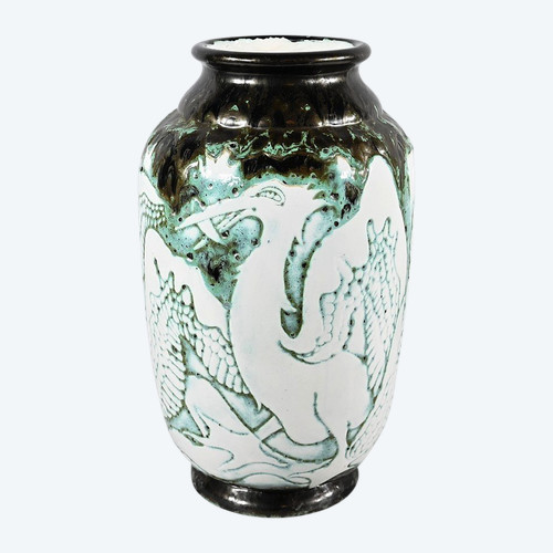 Vase „Les Pélicans“, signiert L. Alaurant – 1950