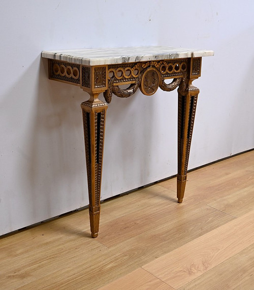 Petite Console d’Applique en Bois Sculpté, style Louis XVI, époque Napoléon III – Milieu XIXe