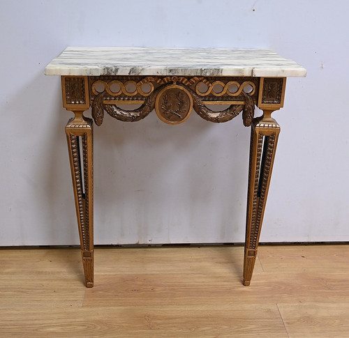 Petite Console d’Applique en Bois Sculpté, style Louis XVI, époque Napoléon III – Milieu XIXe