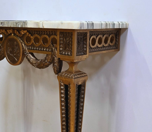 Petite Console d’Applique en Bois Sculpté, style Louis XVI, époque Napoléon III – Milieu XIXe