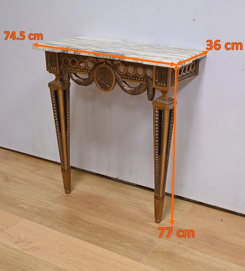 Petite Console d’Applique en Bois Sculpté, style Louis XVI, époque Napoléon III – Milieu XIXe
